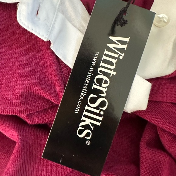 WinterSilks Cardigan Sweater With Faux Shirt Collar Size Medium Preppy Academia - Picture 11 of 13